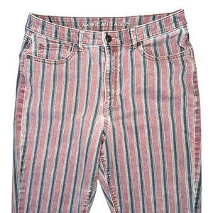 American Eagle Striped Mom Jeans High Rise Size 6 Short